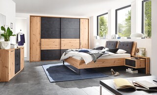 vito Bettanlage SPIEZ 180 x 200 cm Artisan Eiche/ Terra Mater schwarz