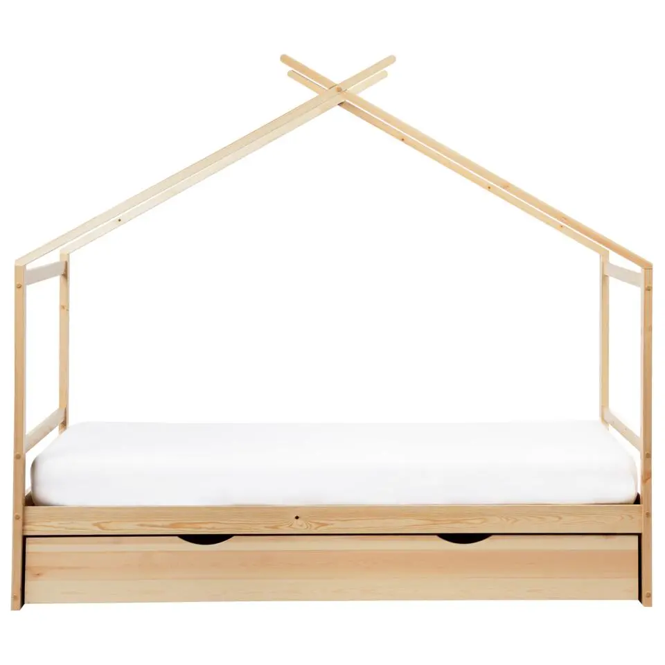 ORGEVAL - Daybed voor kinderen - Lichtbruin - 90 x 200 cm - Grenenhout