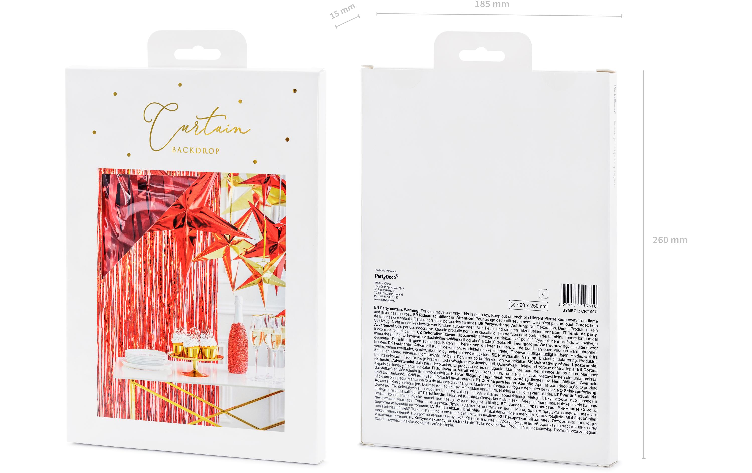 Partyaccessoire Vorhang 90 x 250 cm, RotLametta Vorhang als Dekoration für Geburtstage und andere Feste