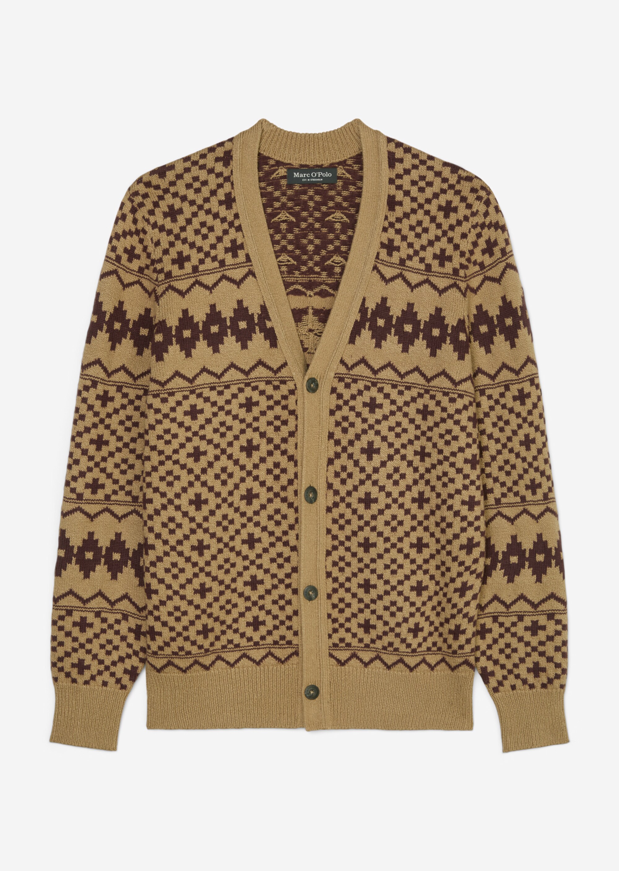 Cardigan regular aus Baumwolle-Schurwolle-Mix