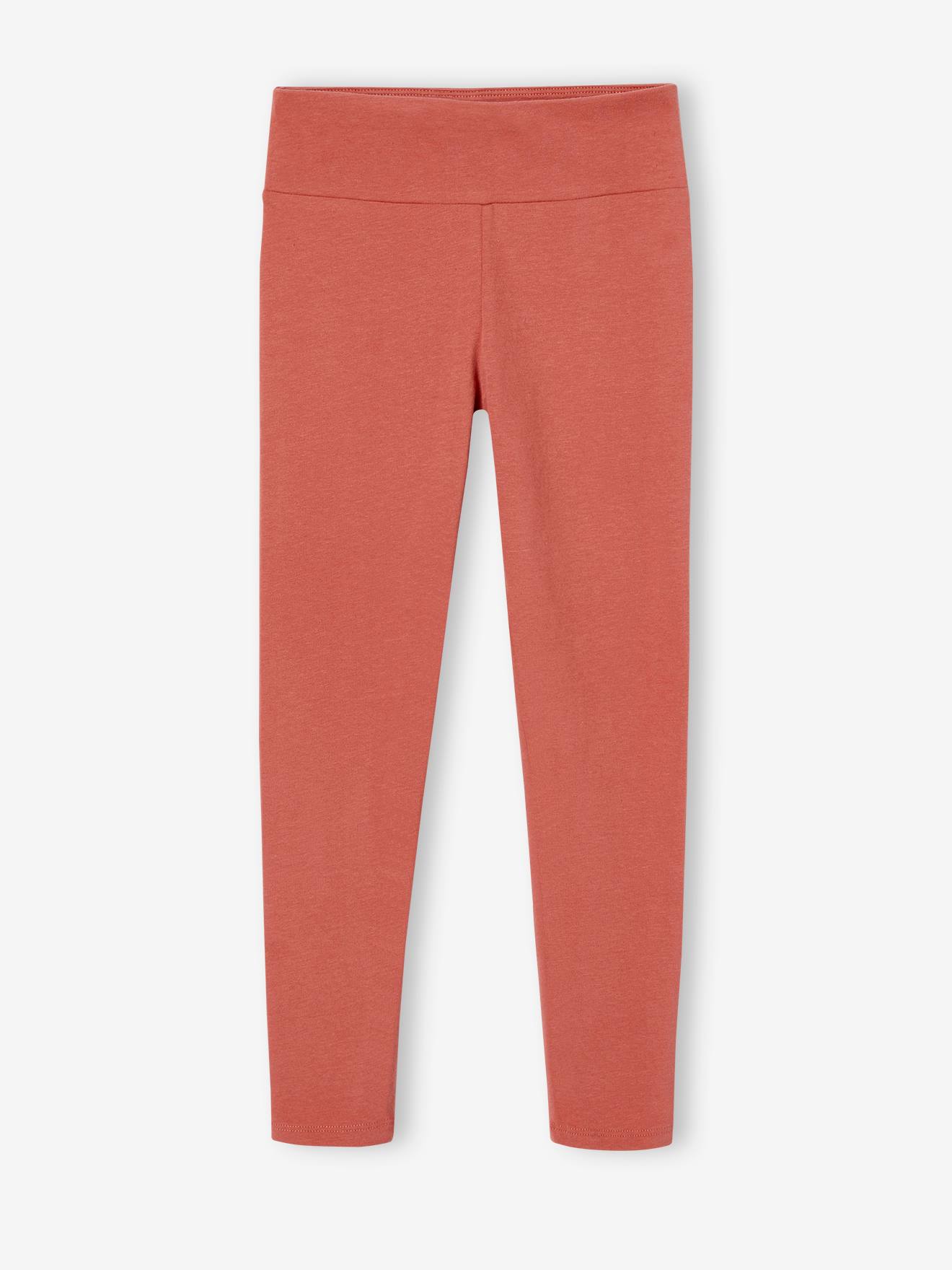 Conjunto de moletom cor pêssego e leggings técnicas para meninas