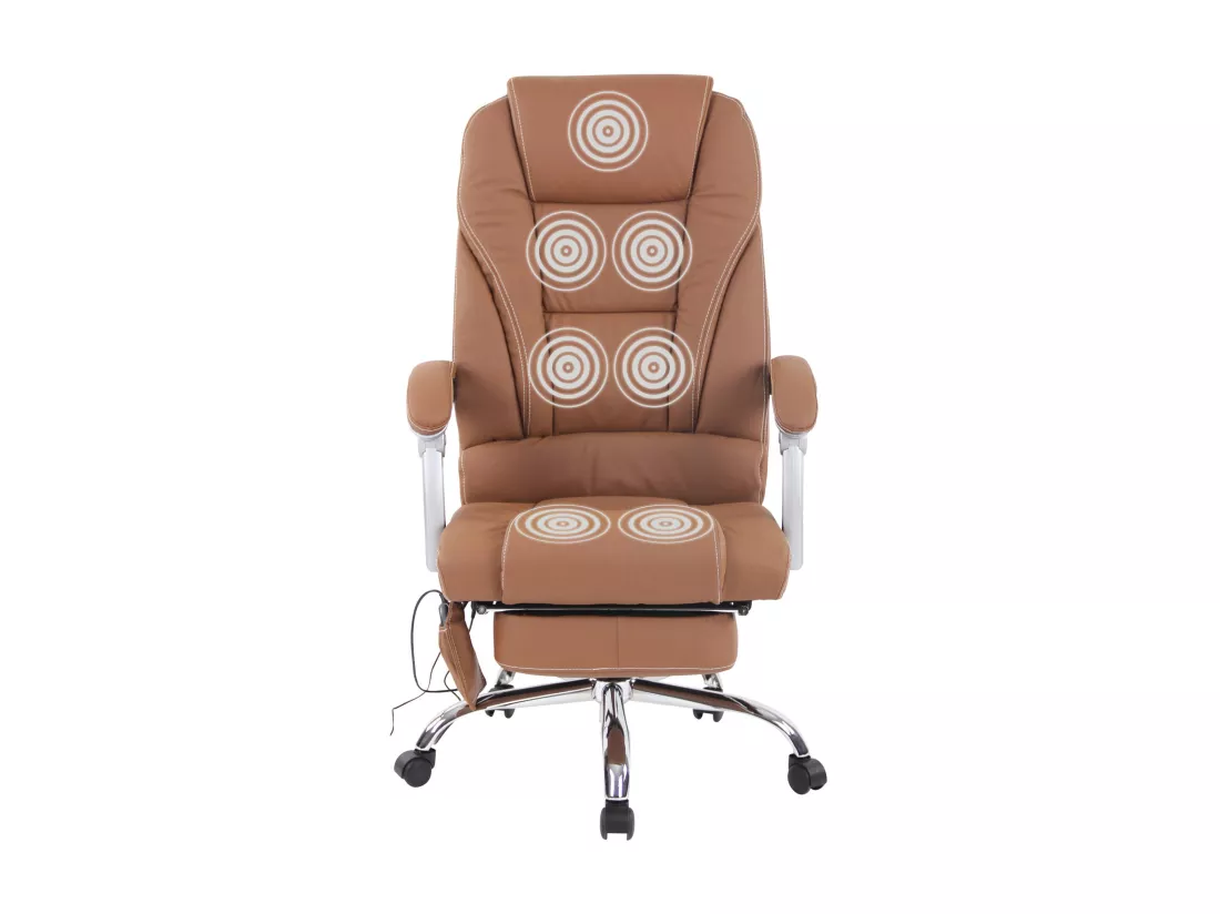 Chaise de bureau - Véritable cuir - Marron clair - Pacific
