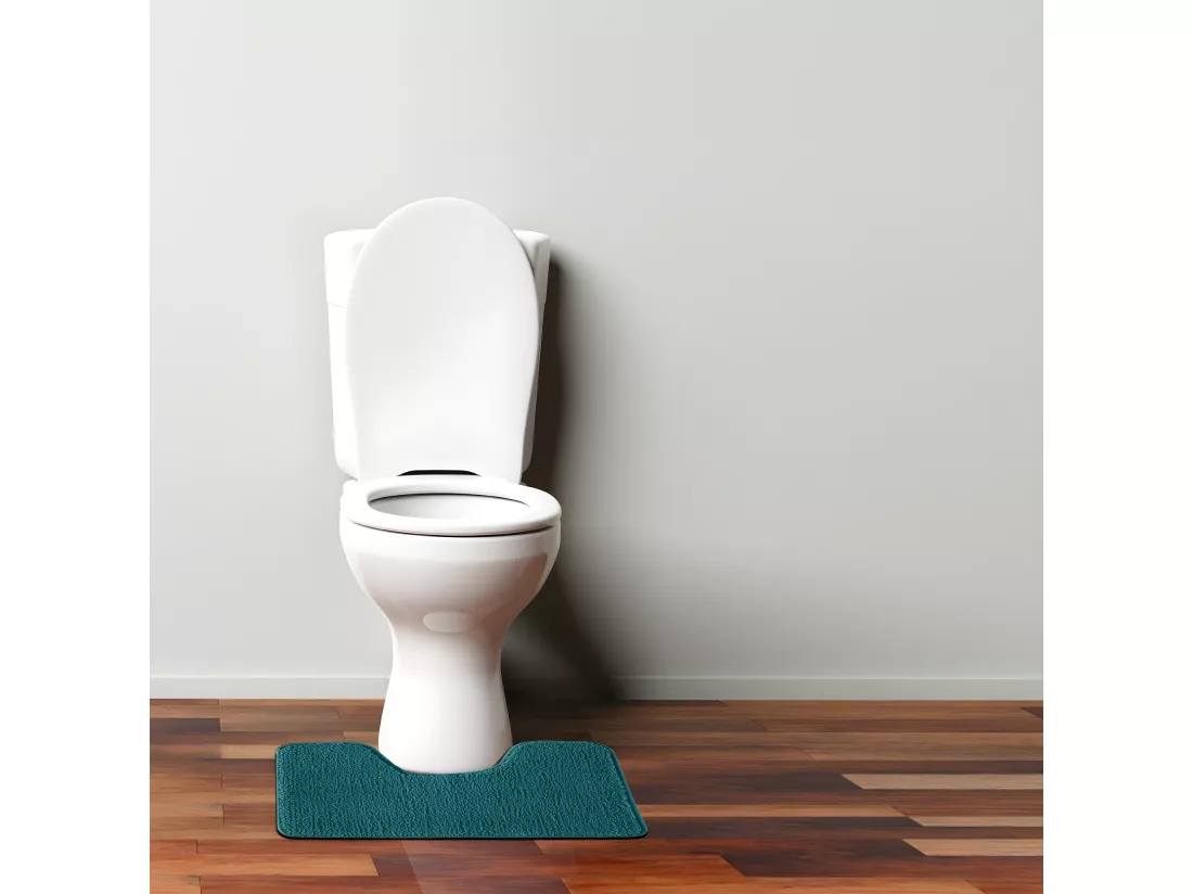 Tapis de toilette uni en polyester bleu paon 50x40cm