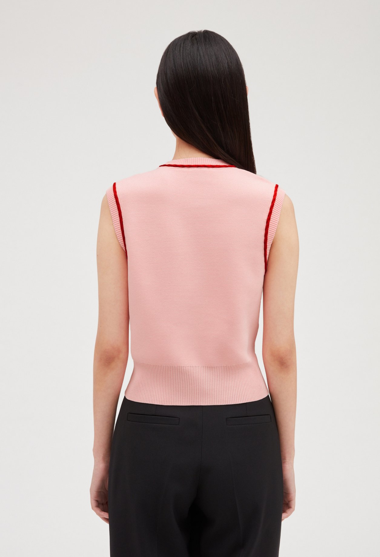 Pull maille sans manche bicolore