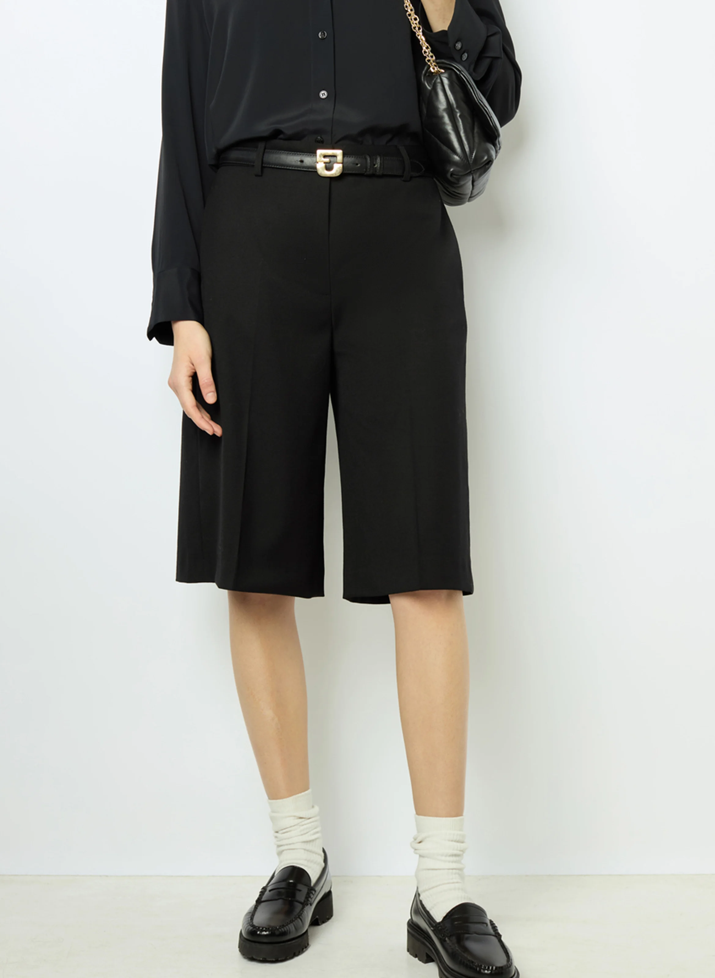 NEYLA - Short taille haute en laine mélangée | Noir