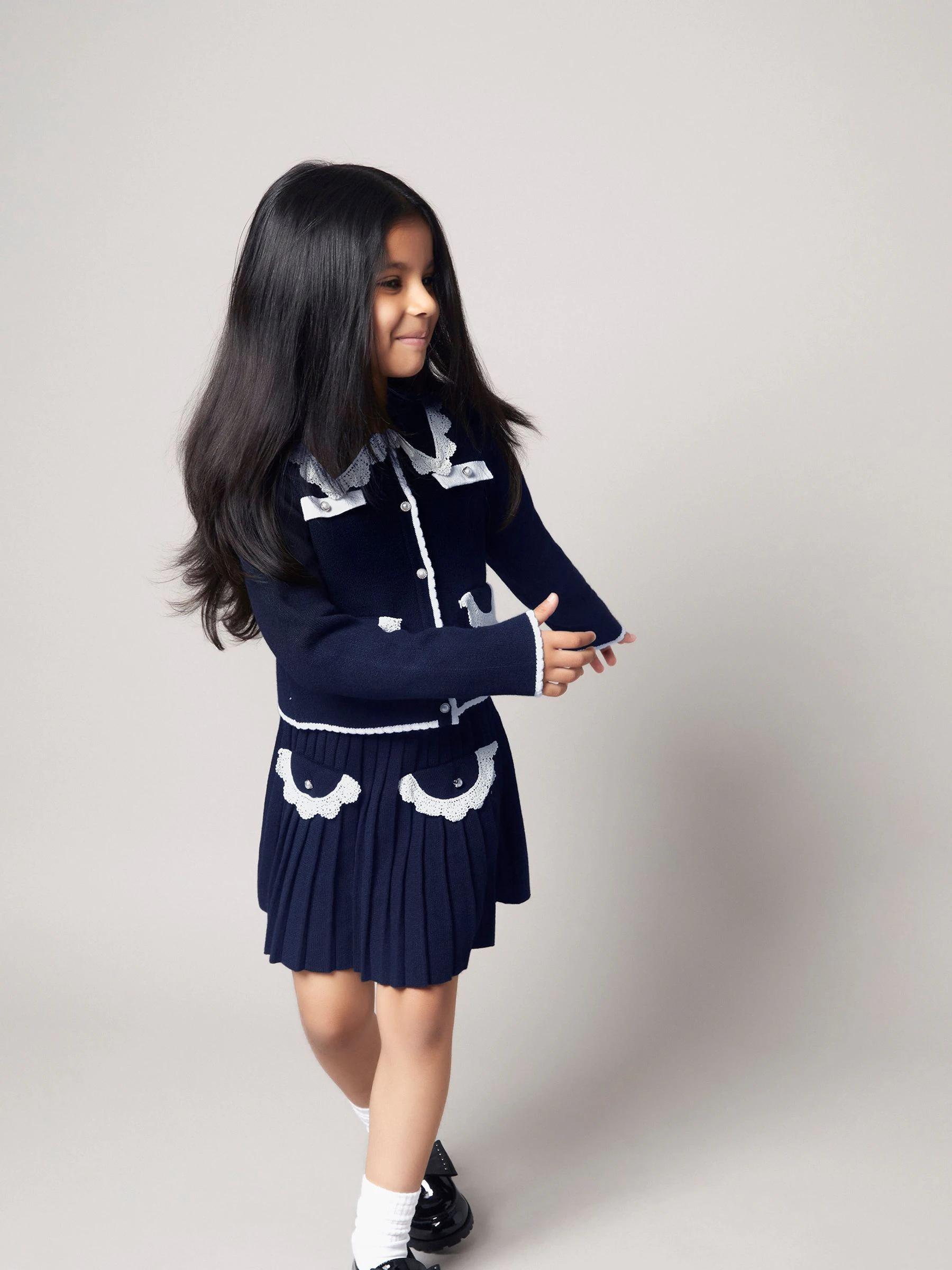 Monsoon Crochet Knit Pleated Skirt
