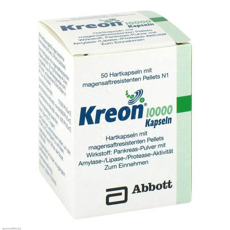 Kreon 10.000 Hartkapseln mit magensaftresistent überzogene Pellets, 50 St