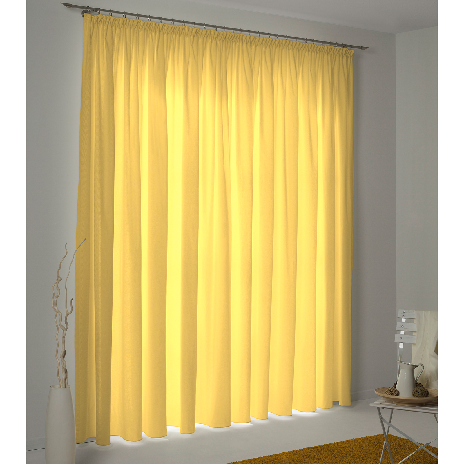Einzelschal mit Kräuselband UNI COLLECTION LIGHT - gelb - 145x145 cm