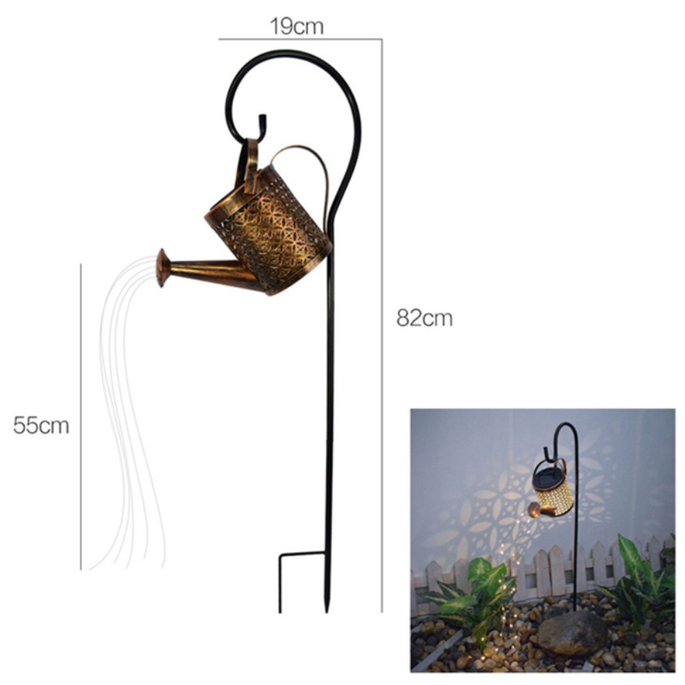 (18x19cm) 36 LED's Deko Solar Giesskanne mit Lichterkette Outdoor Beleuchtung IP65 - Warmweiss