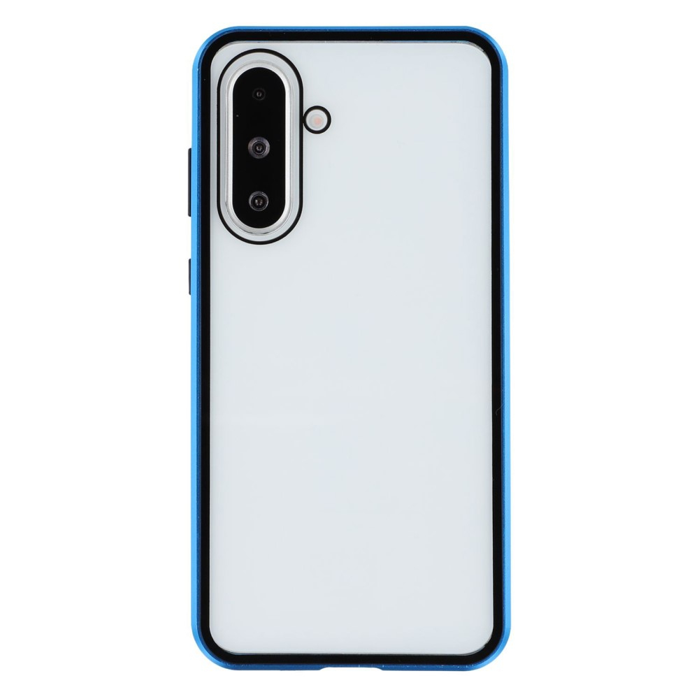 Samsung Galaxy A56 Magnetische Alu Schutzhülle mit Panzer Glas Backcover   Displayschutz (Magnet-Technologie) - Blau