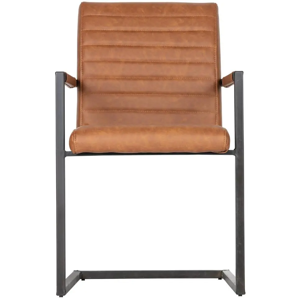 WOOOD Bas Eetkamerstoelen - Pu - Cognac - Set van 6