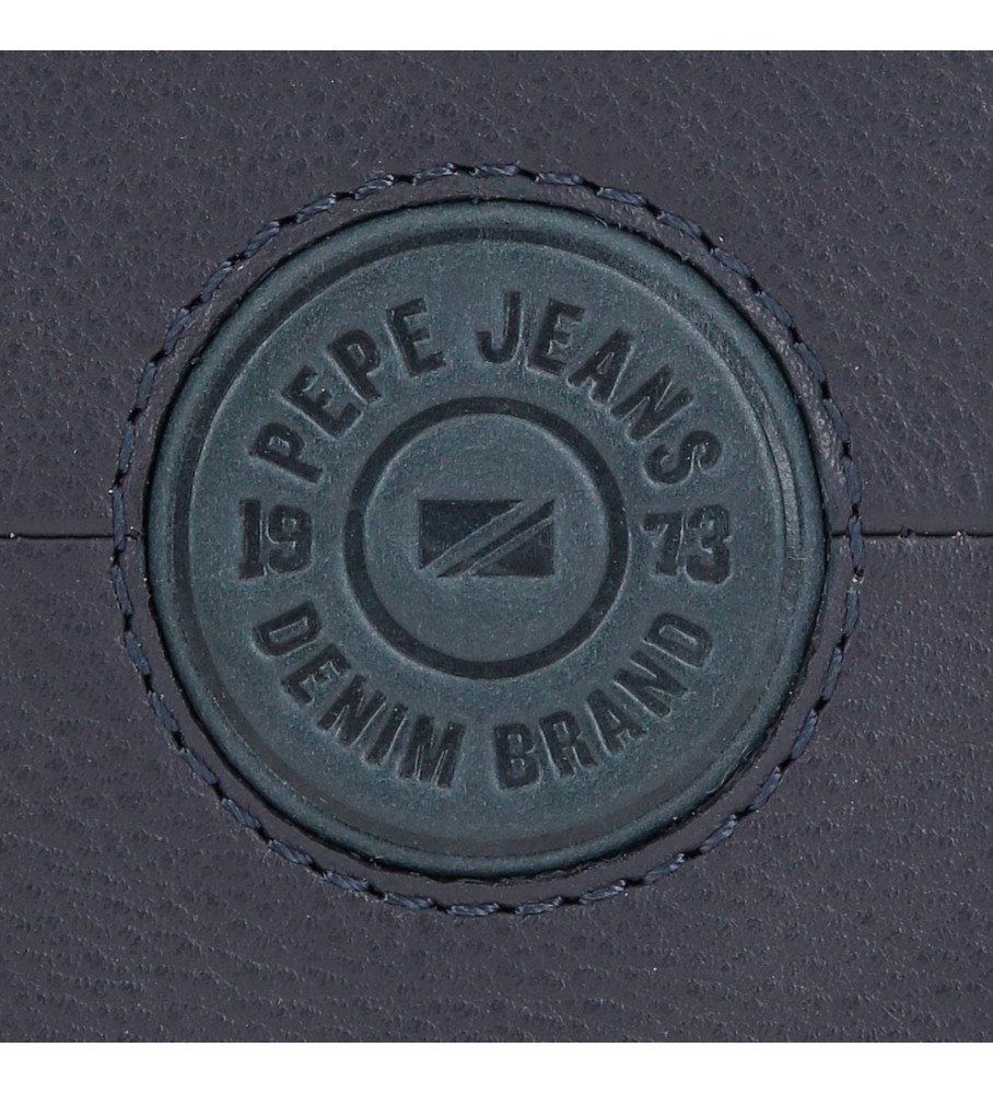 Carteira vertical de couro Pepe Jeans Cracker azul marinho