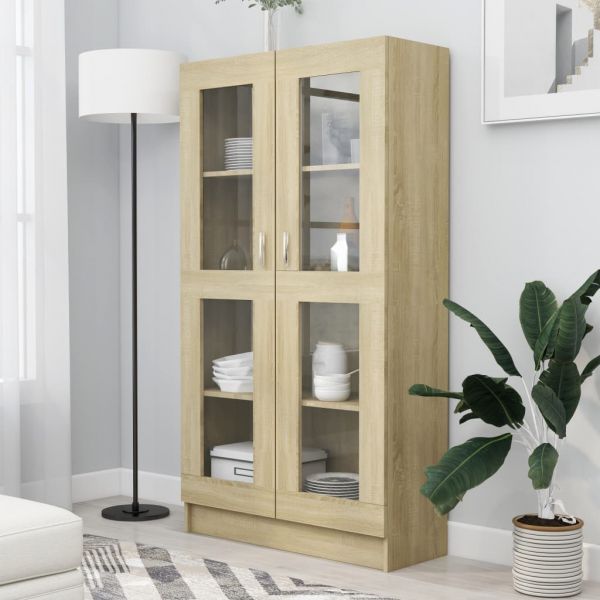 Armário Vitrine 82,5x30,5x150cm Contraplacado Carvalho Sonoma - 802762