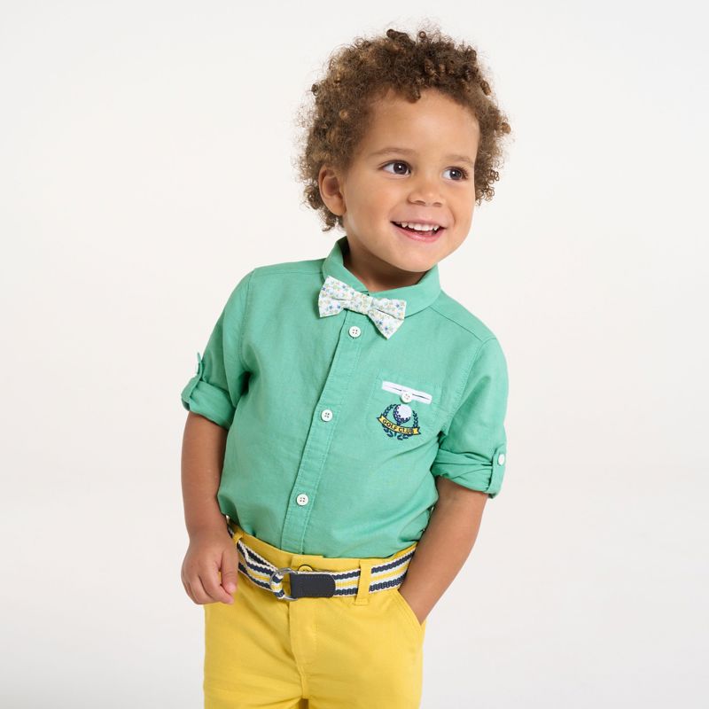Chemise modulable coton et lin vert bébé garçon Vert