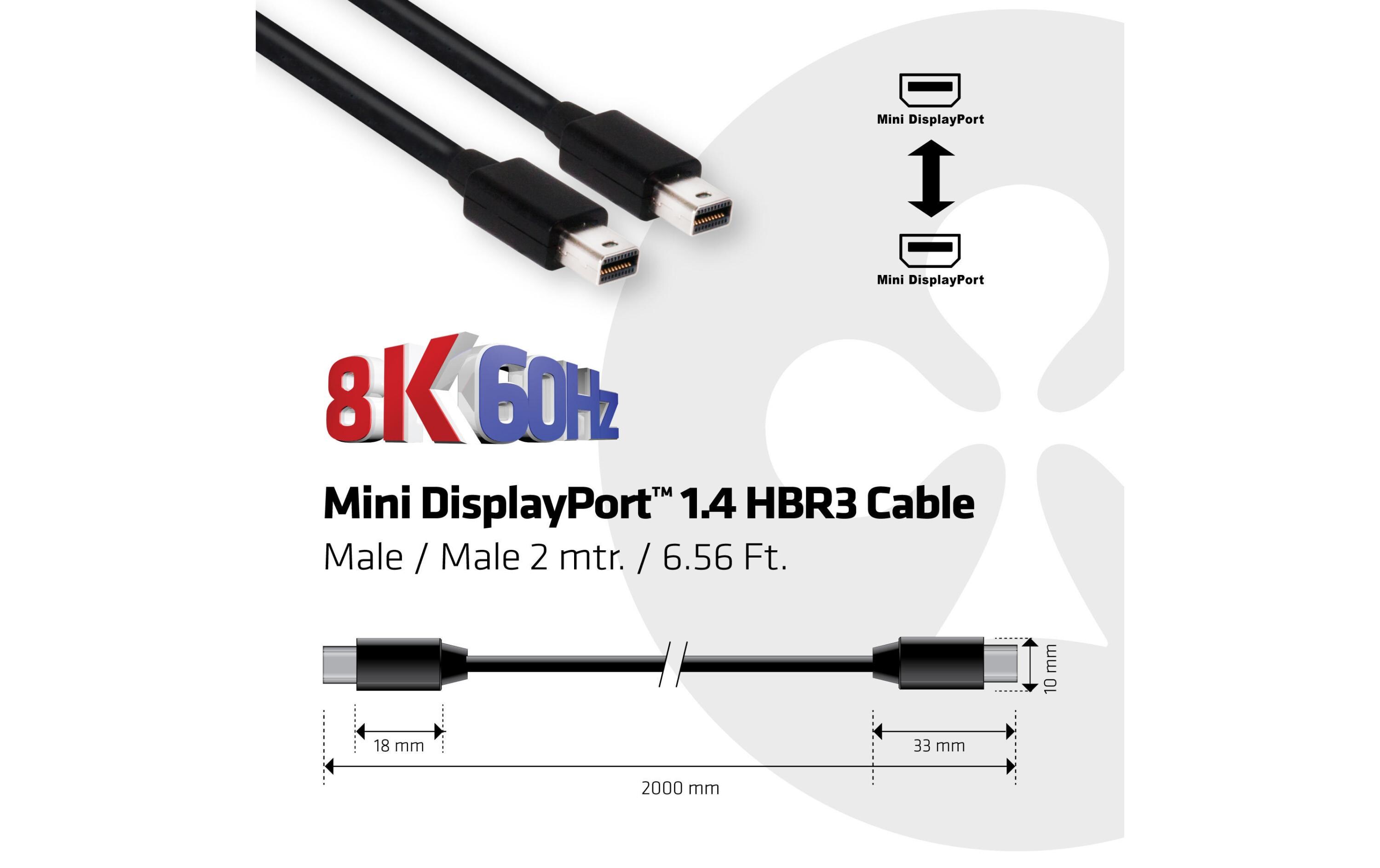 Kabel Mini-DP 1.4 - Mini-DP 1.4 HBR3 8K, 2 mMini DisplayPort 1.4 HBR3 8K60Hz Kabel Stecker/Stecker