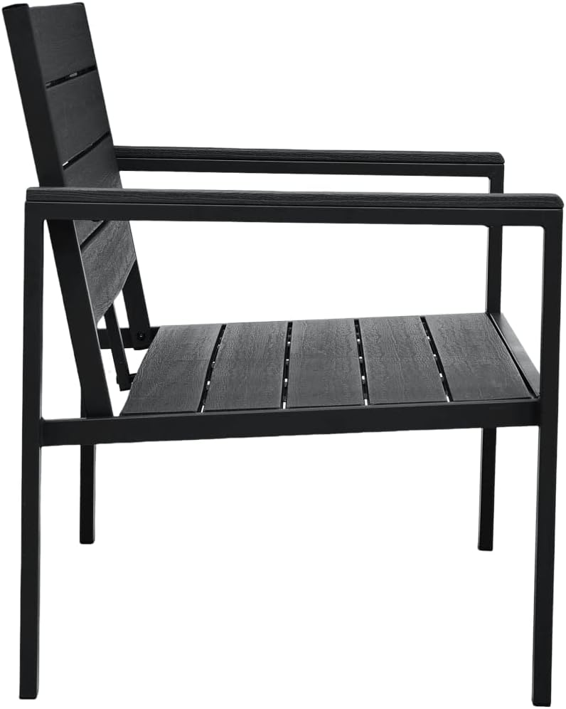 vidaXL Gartenbank Sitzbank Parkbank Gartenmöbel Bank Terrassenbank Balkonbank Außenbank Garten Balkon Outdoor 120cm HDPE Schwarz Holzoptik