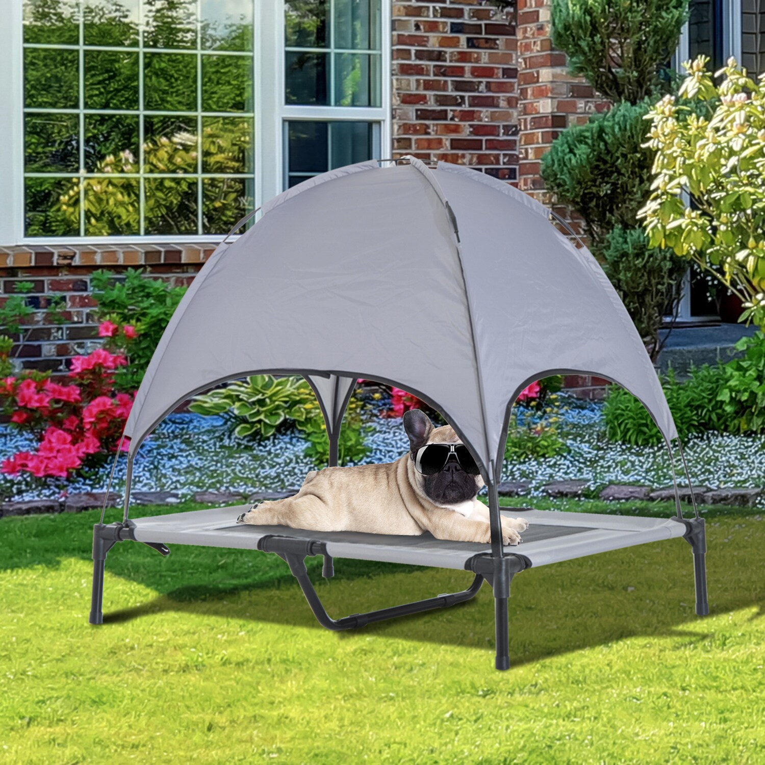 PawHut Haustierbett mit Baldachin L61 x B46 x H61 cm