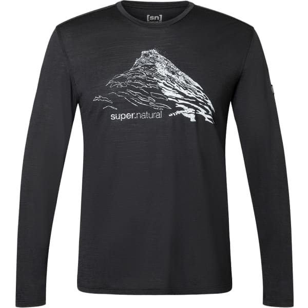 T-shirt randonnée SUPER.NATURAL MOUNTAIN RISE LS JET BLACK/VAPOR GREY