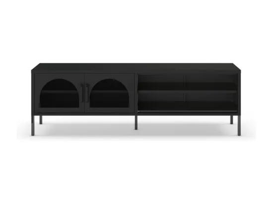Zio - Meuble TV 2 portes en métal L160cm - Noir