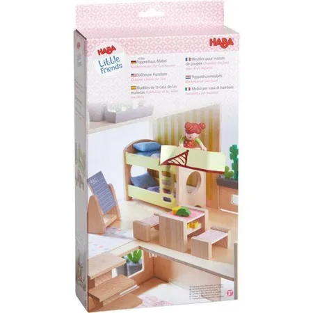 HABA 303836 Little Friends Puppenhaus-Möbel Kinderzimmer für Geschwister