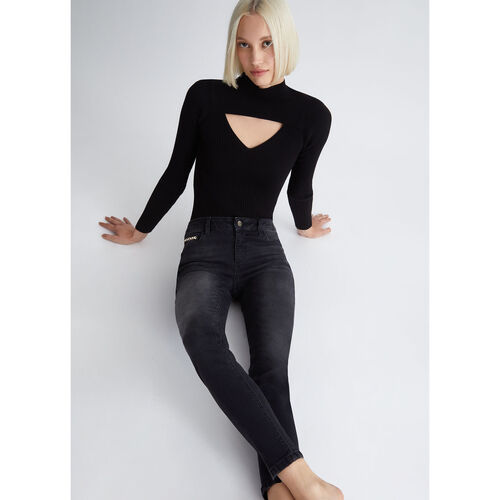 Liu Jo - Pantalón pitillo Bottom Up Negro