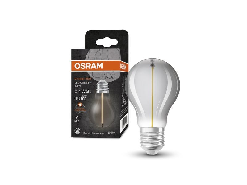 OSRAM Vintage 1906 LED CLASSIC A 1.8W, E27, Warmweiss LED-Lampen, klassische dekorative Lampen mit innovativer LED-«Gluewendel-Magnet»-Technologie