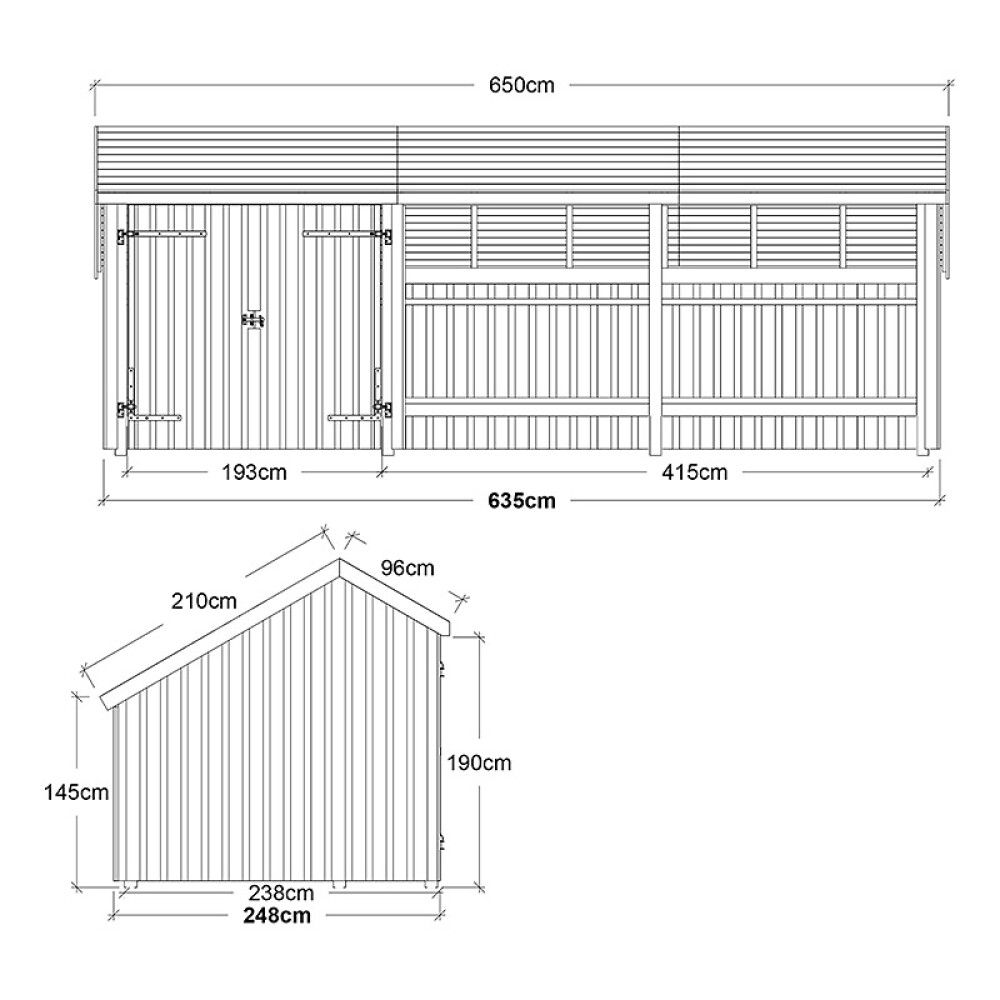 REDSKAPSBOD PLUS MULTI 3 INKL TAKPAPP/STOLPEFOT DOBBELDØR/ÅPEN 15,5M²