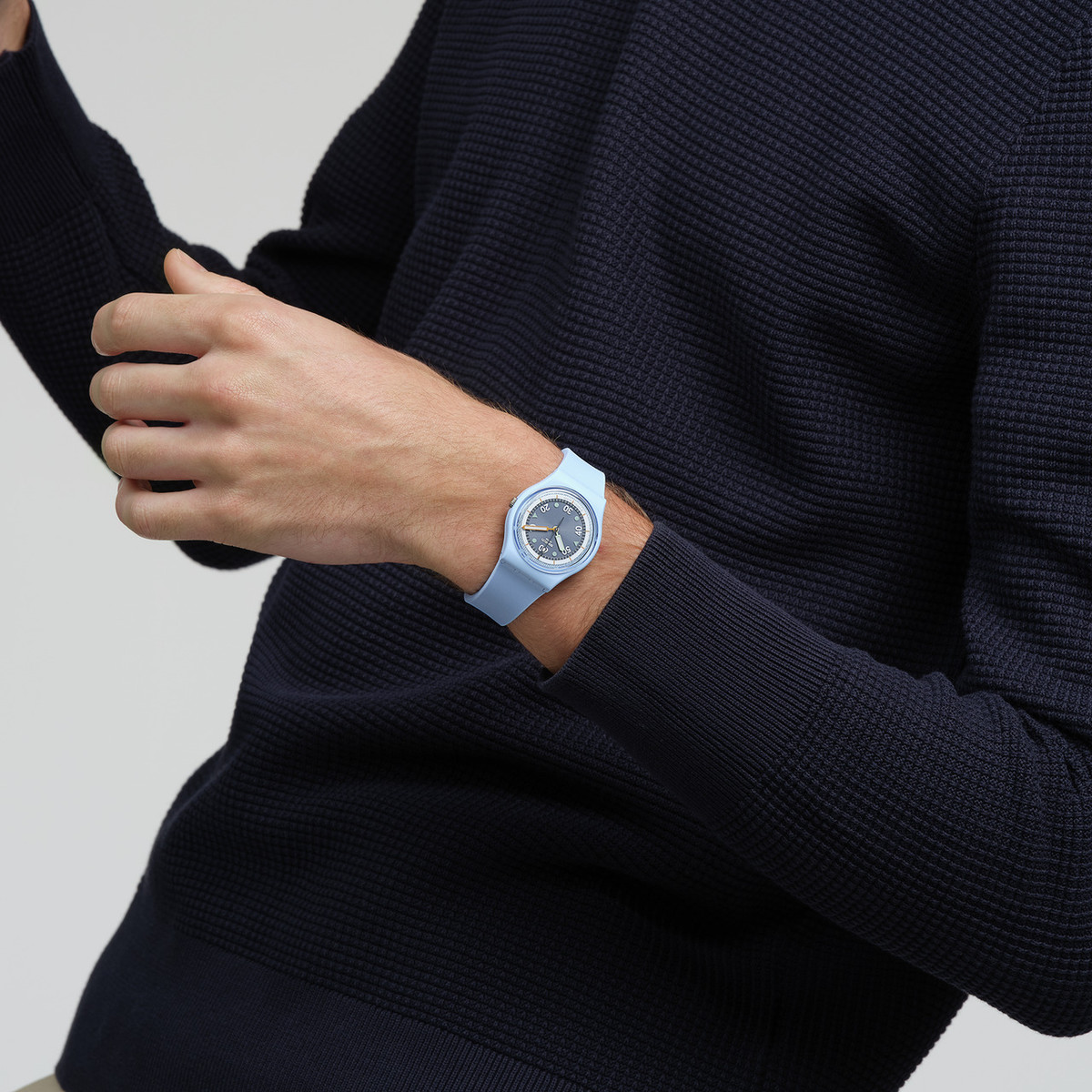 Montre SWATCH Gent bioceramic Frozen waterfall homme bracelet silicone bleu