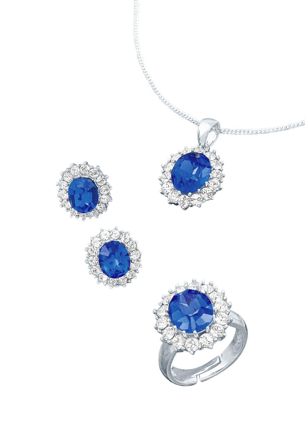 Schmuck-Set, 4-teilig mit Weißgoldauflage