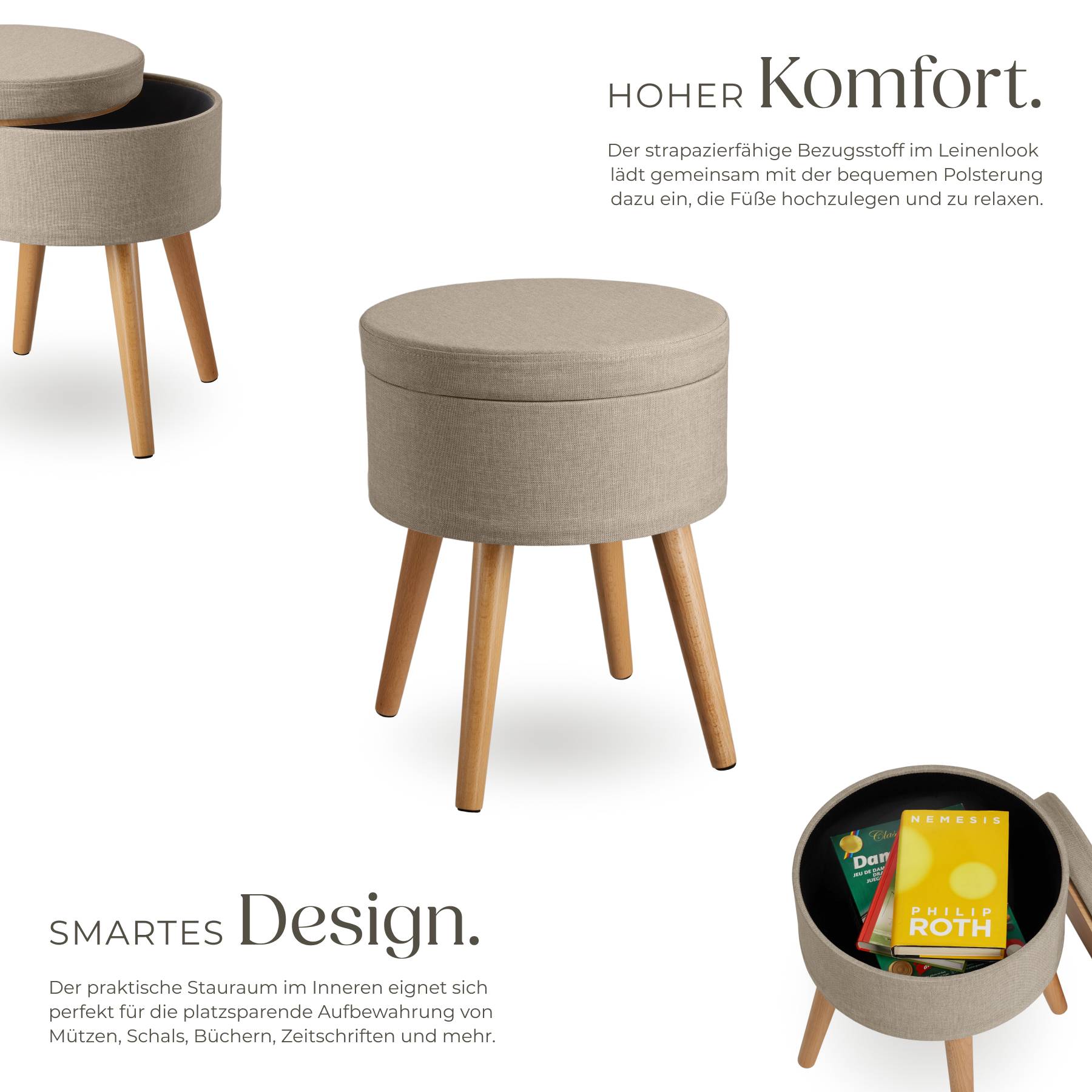 Sitzhocker mit Stauraum Yara