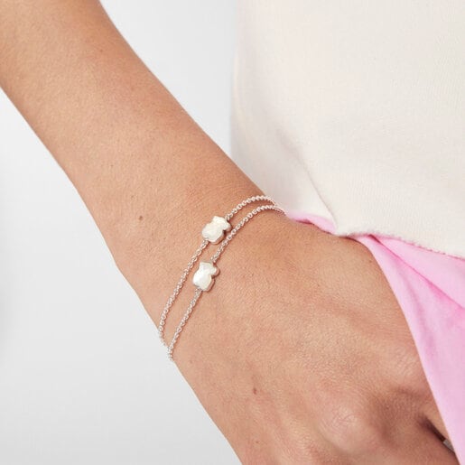 Pulseira TOUS em prata colorida e madrepérola facetada