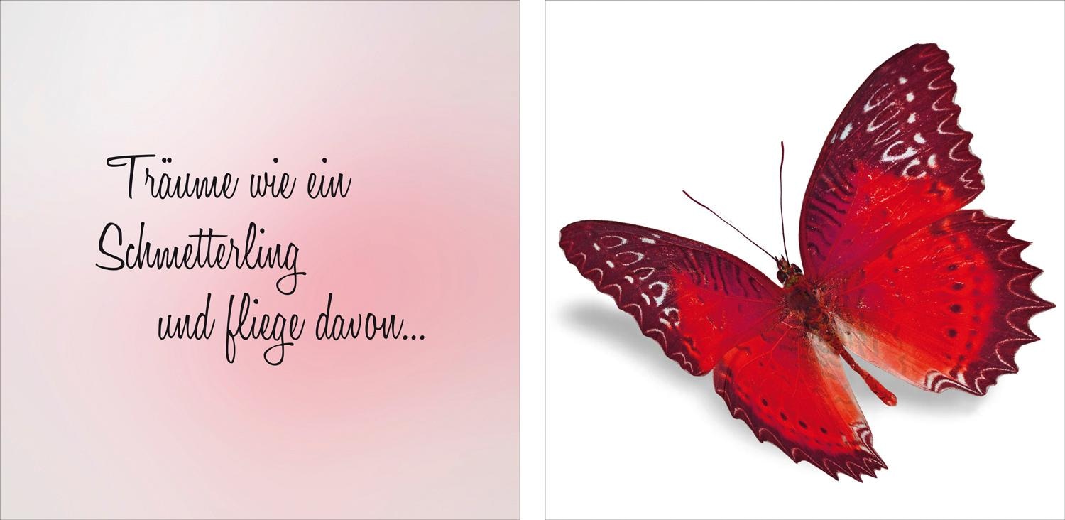 queence Leinwandbild »flieg davon« Kunst | Modern | Schmetterlinge | Schriftzug | Schriftzüge | Spa | Spa Bilder | Sprüche | Sprüche & Texte | Tiere Set,  Premium-Leinwandstoff, Handarbeit aus Deutschland, Spruch, 2er Set