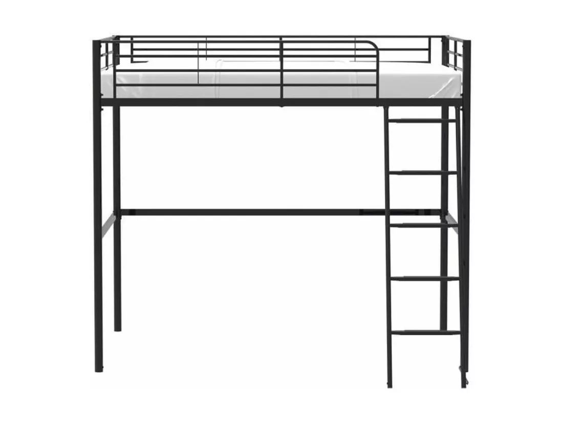 Lit mezzanine en métal ELIOT - Noir - Sommier inclus - 140 x 200 cm