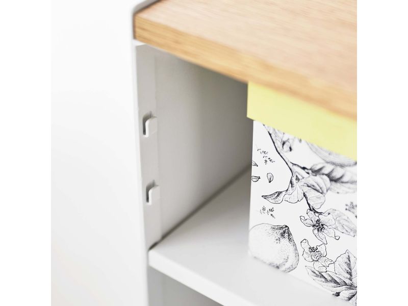 Yamazaki Servierwagen Tower 60.3 x 59 cm, Weiss Halbgeschlossener Aufbewahrungswagen
