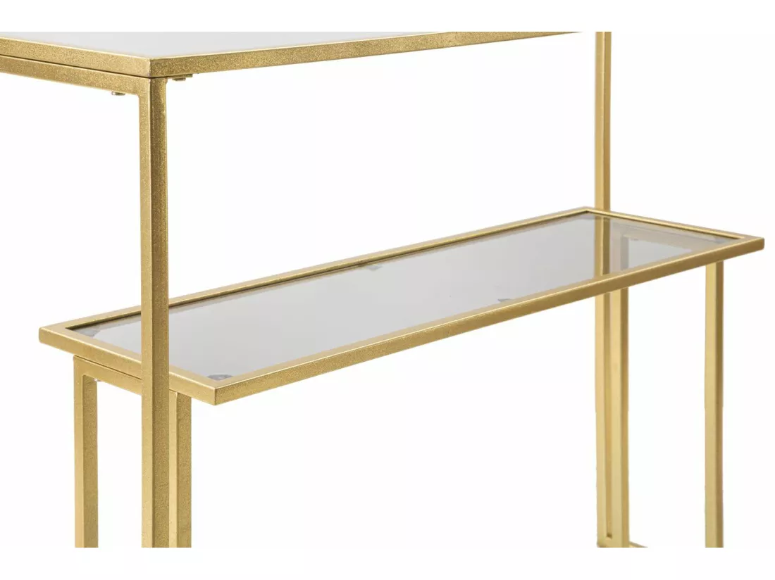 Console Jackson, Table polyvalente, Armoire de rangement, Bureau du couloir, 100x35 h80 cm, Or