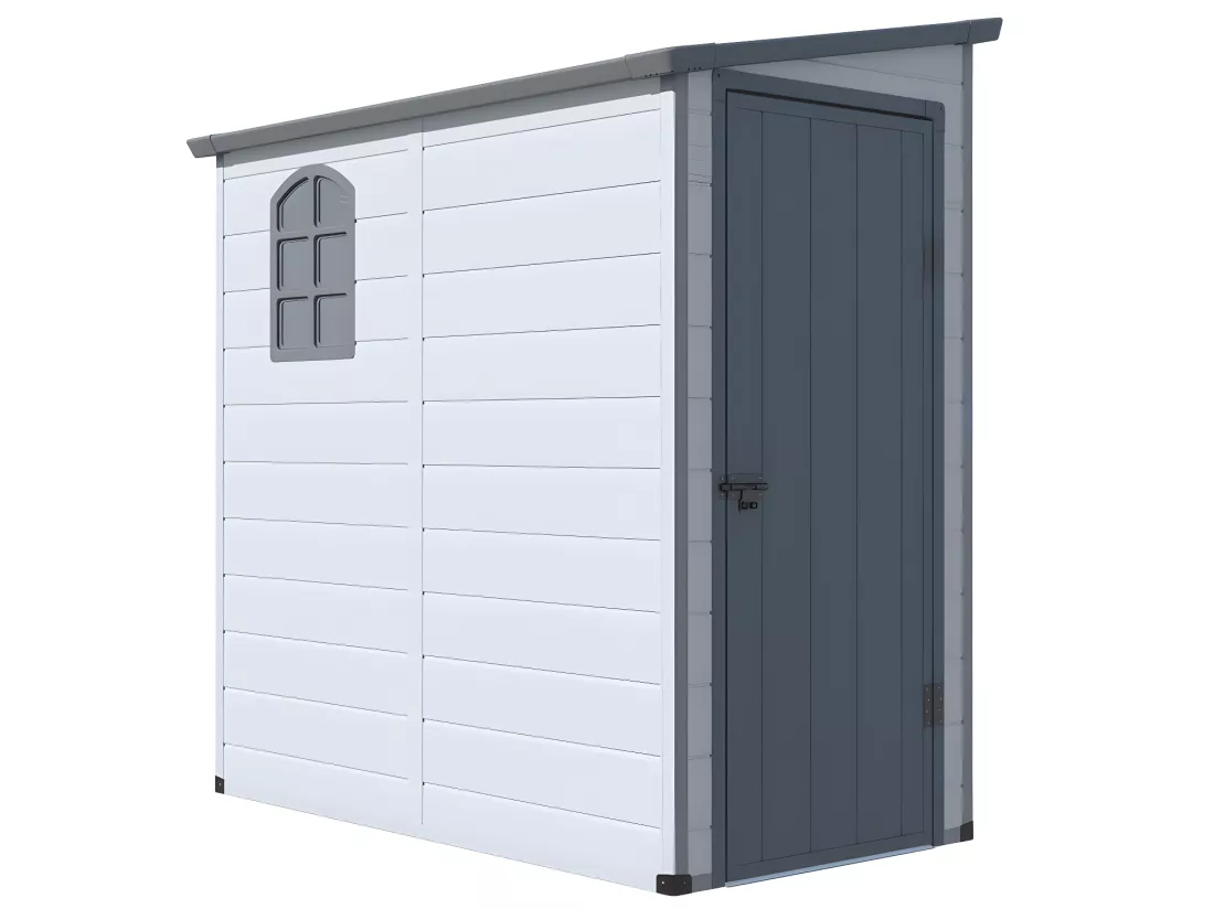 Abri de jardin en résine adossé gris anthracite 2,09 m² ALBERTO