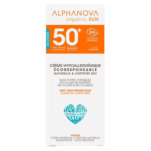 Protetor solar orgânico Alphanova Sun FPS 50+ 50ml