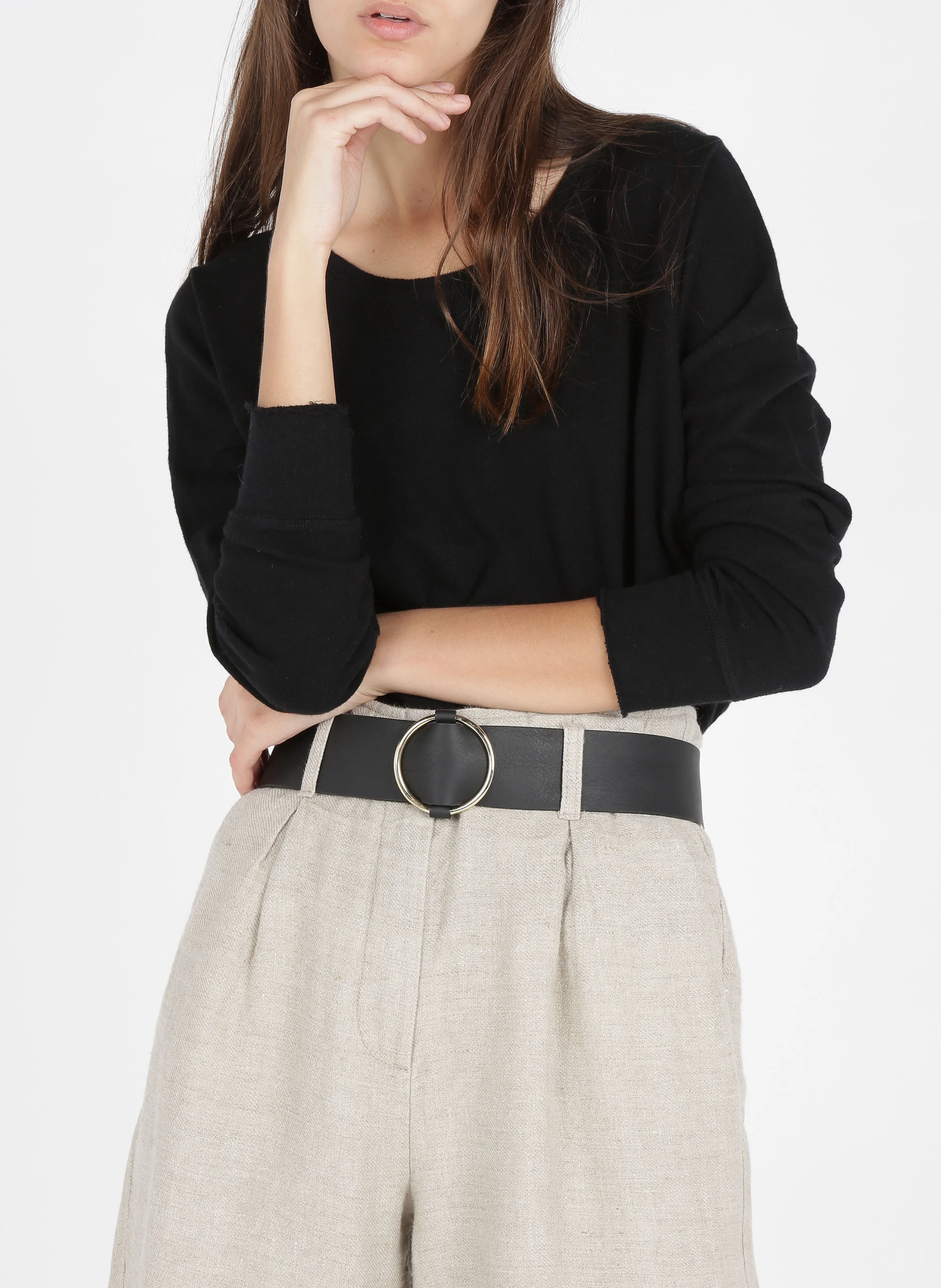 SONOMA - Tee-shirt col bateau en coton | Noir