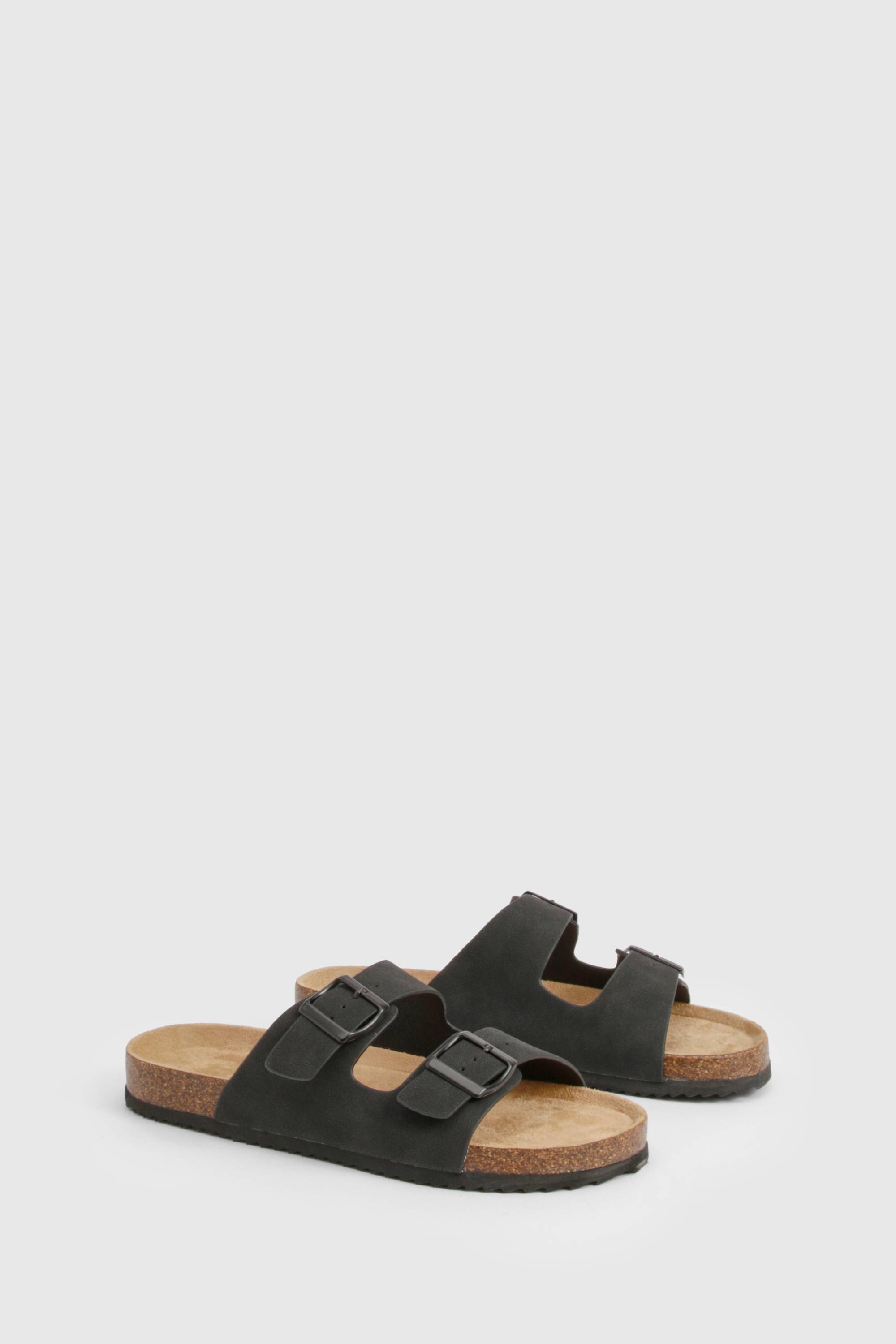 boohoo Sandales à double lanière, semelle profilée et boucle