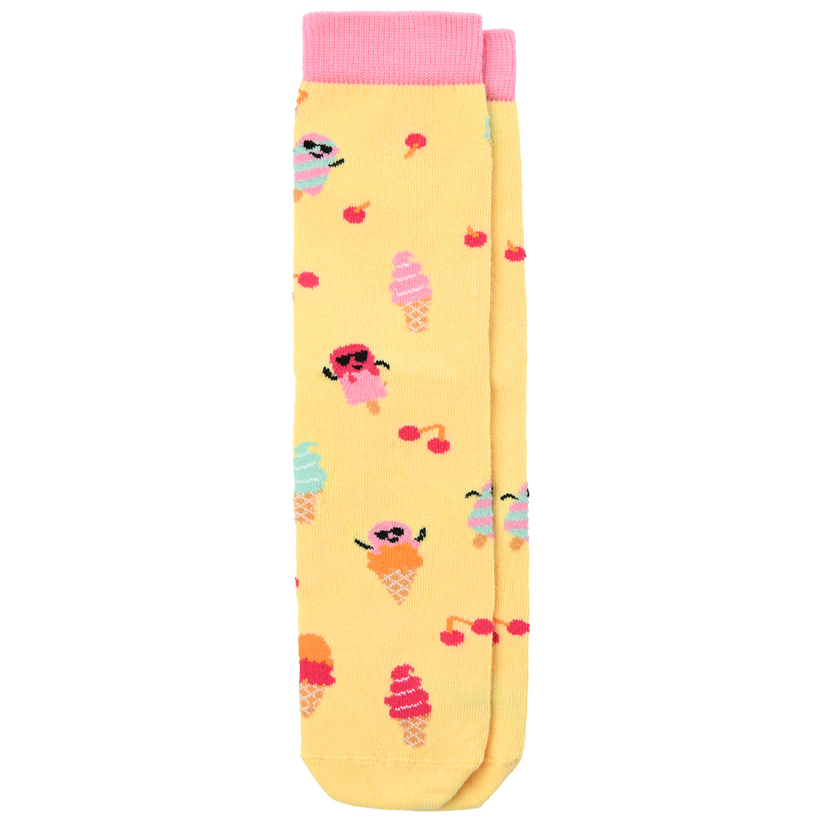 Gina Benotti 1 Paar Damen Socken mit Eis-Motiven hellgelb