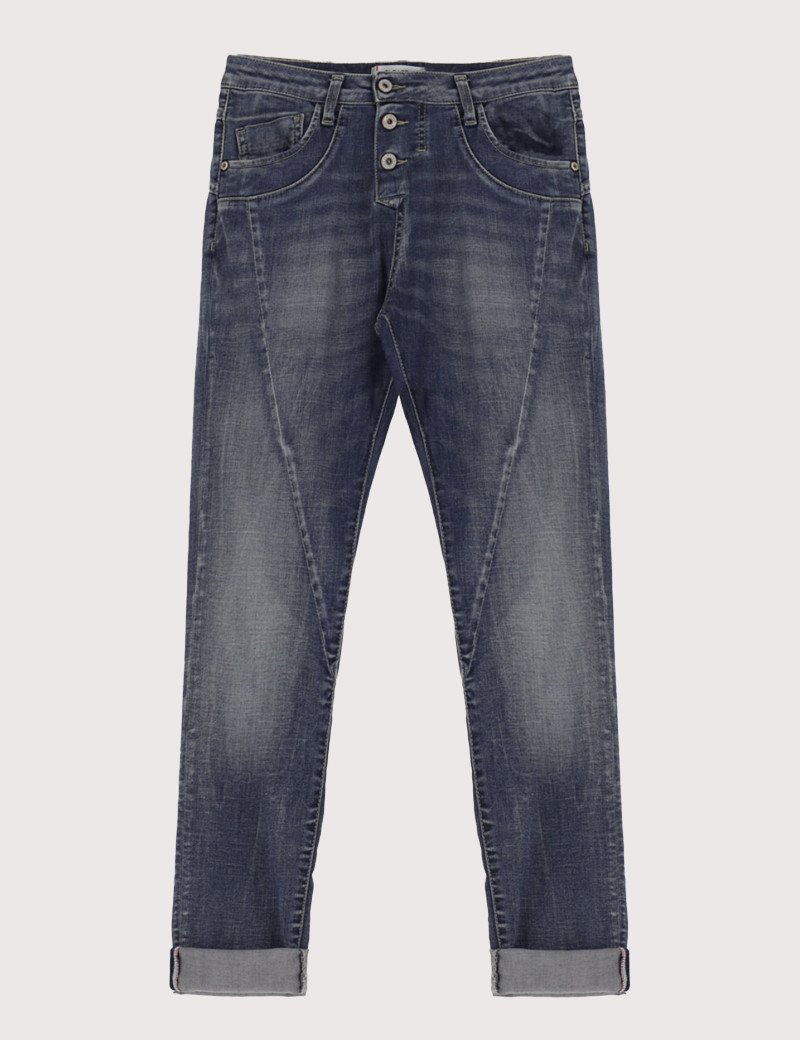 PLEASE JEAN FEMME P78 BOUTONS APPARENTS DÉLAVÉ