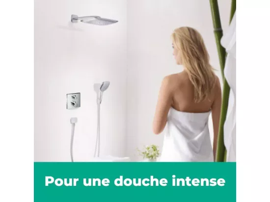 Lot robinet douche encastré thermostatique HANSGROHE Ecostat Square + Douche de tête Raindance E 240