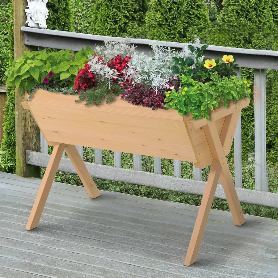 Outsunny Hochbeet mit Vliesstofftuch natur