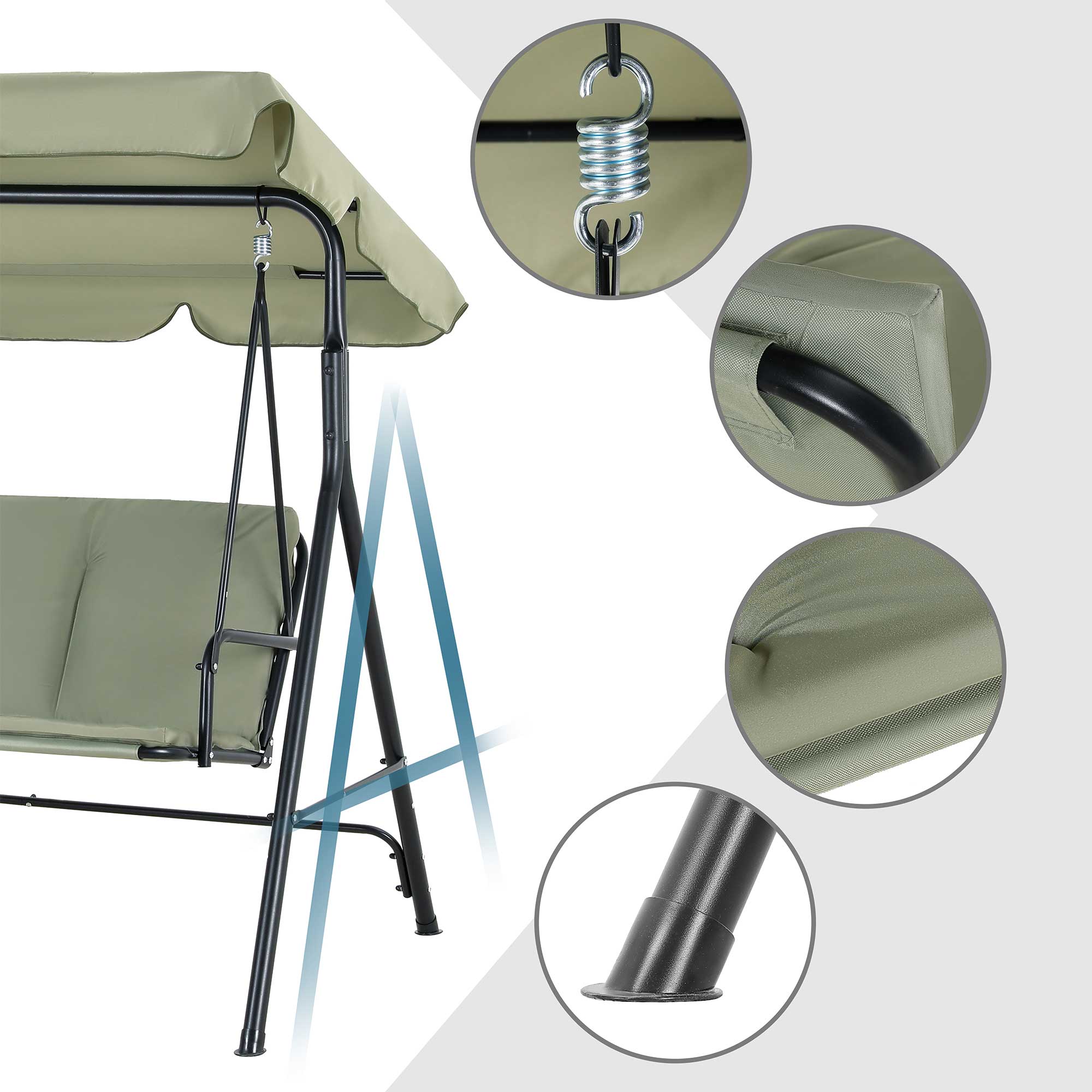 Strattore Hollywoodschaukel Gartenschaukel / Gartenliege 175 x 110 x 153 cm - Grün