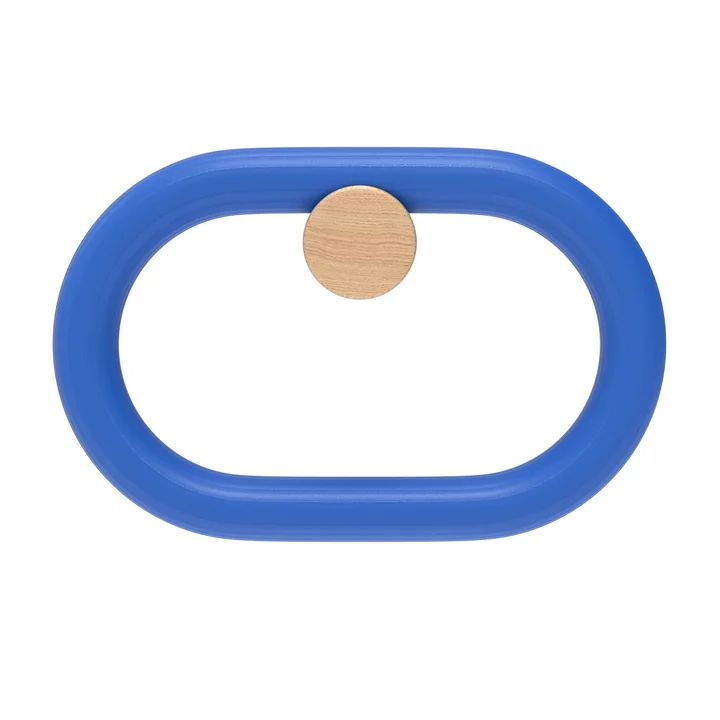 Hartô - Fernand Garderobenhaken, horizontal, Eiche natur / electric blue
