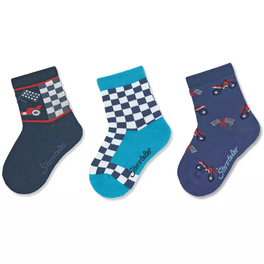 Sterntaler Baby-Söckchen 3er-Pack Motorsport marine