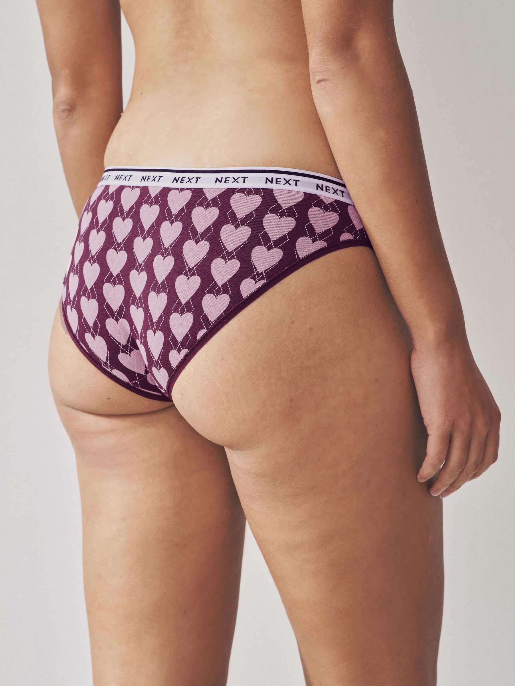 Marineblauw argyle ruit - 4 Katoenen slipjes met logotailleband