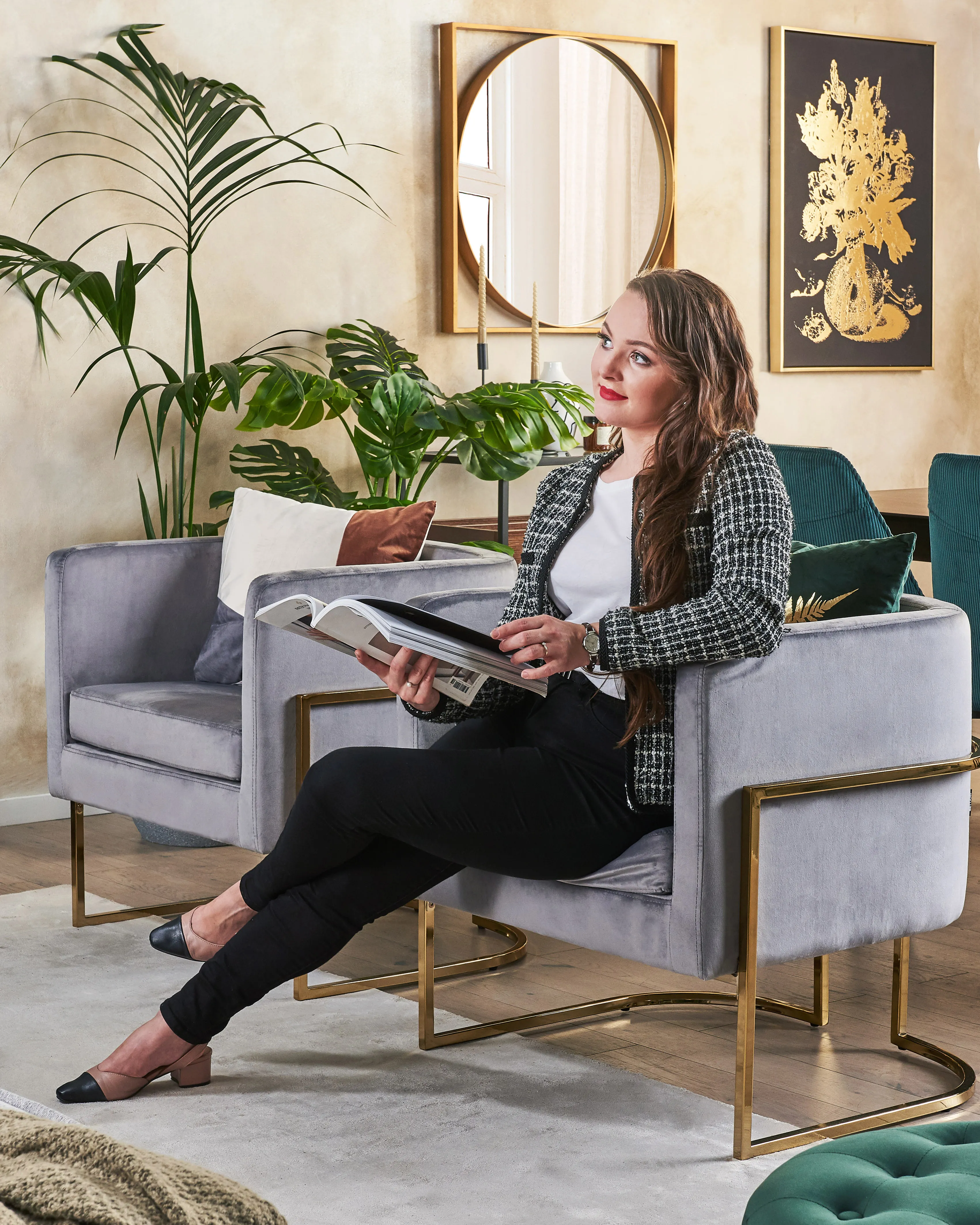 Fauteuil SIRKKA Fluweel Grijs