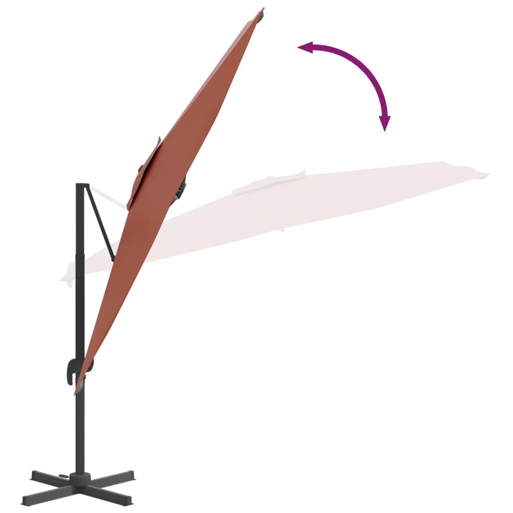 Parasol meuble de jardin déporté avec mât en aluminium 300 x 300 cm orange
