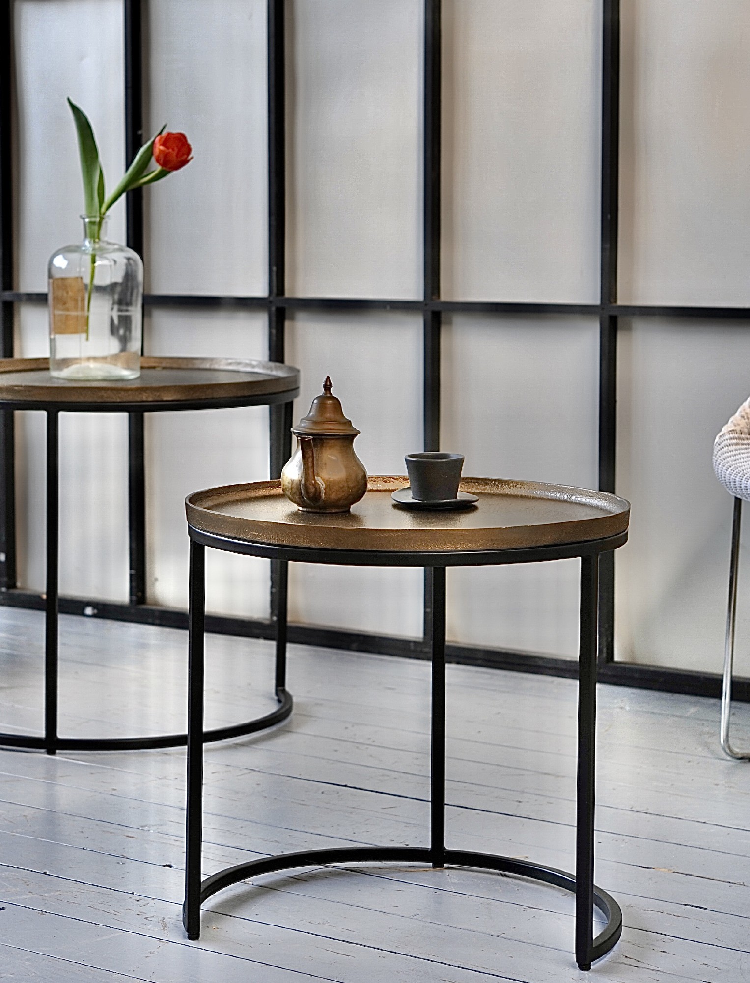 3er-Set Beistelltisch 'Lucia', gold, schwarz von fischer's lagerhaus